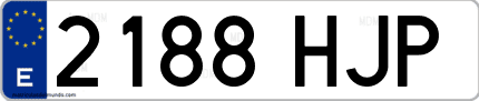 Ejemplo de matrícula de coche ordinaria 2188 HJP