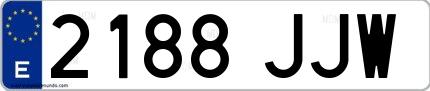 Ejemplo de matrícula española 2188 JJW