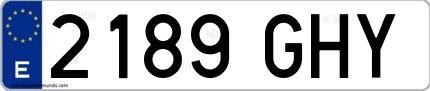 Ejemplo de matrícula española 2189 GHY