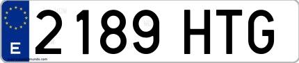 Ejemplo de matrícula española 2189 HTG