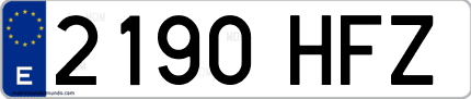 Ejemplo de matrícula de coche ordinaria 2190 HFZ