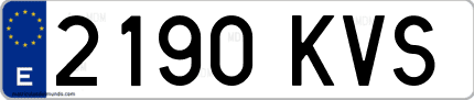 Ejemplo de matrícula de coche ordinaria 2190 KVS
