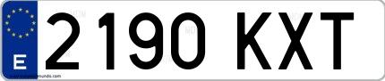 Ejemplo de matrícula española 2190 KXT