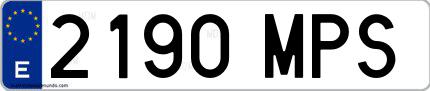 Ejemplo de matrícula española 2190 MPS