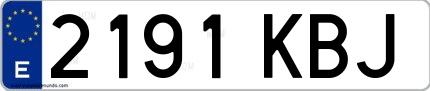 Ejemplo de matrícula de coche ordinaria 2191 KBJ