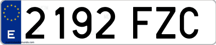 Ejemplo de matrícula de coche ordinaria 2192 FZC
