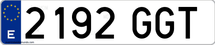 Ejemplo de matrícula de coche ordinaria 2192 GGT