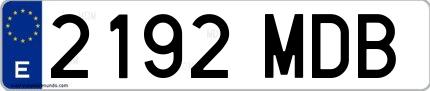 Ejemplo de matrícula española 2192 MDB