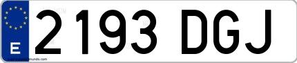 Ejemplo de matrícula española 2193 DGJ