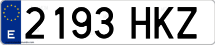 Ejemplo de matrícula de coche ordinaria 2193 HKZ