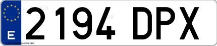 Ejemplo de matrícula de coche ordinaria 2194 DPX