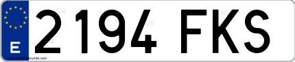 Ejemplo de matrícula española 2194 FKS