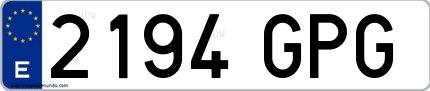 Ejemplo de matrícula española 2194 GPG