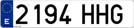 Ejemplo de matrícula española 2194 HHG