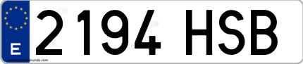 Ejemplo de matrícula de coche ordinaria 2194 HSB