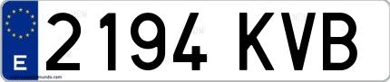Ejemplo de matrícula española 2194 KVB