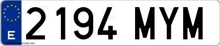 Ejemplo de matrícula española 2194 MYM