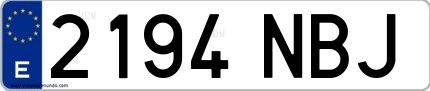 Ejemplo de matrícula española 2194 NBJ