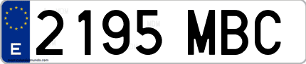 Ejemplo de matrícula de coche ordinaria 2195 MBC