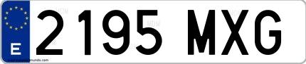 Ejemplo de matrícula española 2195 MXG