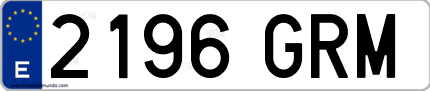 Ejemplo de matrícula de coche ordinaria 2196 GRM