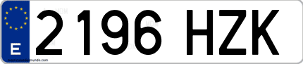 Ejemplo de matrícula de coche ordinaria 2196 HZK