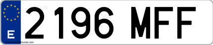 Ejemplo de matrícula de coche ordinaria 2196 MFF