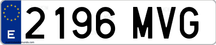 Ejemplo de matrícula de coche ordinaria 2196 MVG