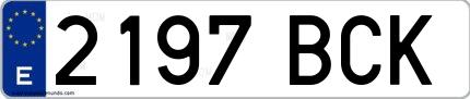 Ejemplo de matrícula española 2197 BCK