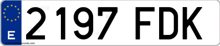 Ejemplo de matrícula de coche ordinaria 2197 FDK