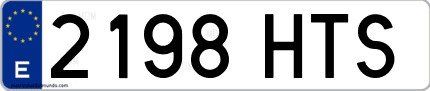 Ejemplo de matrícula de coche ordinaria 2198 HTS