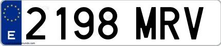 Ejemplo de matrícula española 2198 MRV