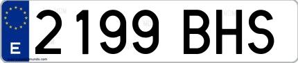 Ejemplo de matrícula de coche ordinaria 2199 BHS