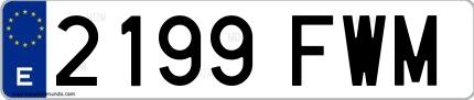 Ejemplo de matrícula española 2199 FWM