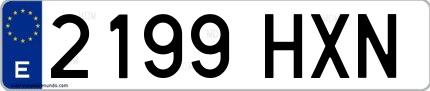 Ejemplo de matrícula española 2199 HXN