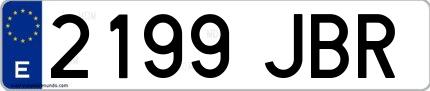 Ejemplo de matrícula española 2199 JBR