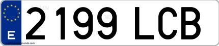 Ejemplo de matrícula española 2199 LCB