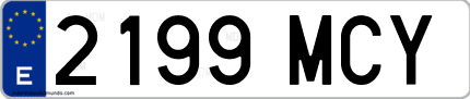 Ejemplo de matrícula de coche ordinaria 2199 MCY