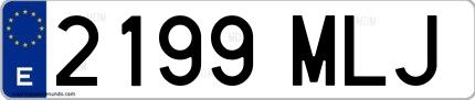 Ejemplo de matrícula de coche ordinaria 2199 MLJ