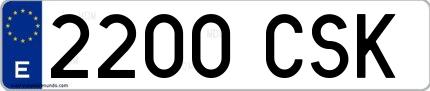 Ejemplo de matrícula española 2200 CSK