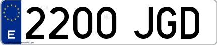 Ejemplo de matrícula española 2200 JGD