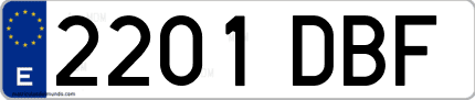 Ejemplo de matrícula de coche ordinaria 2201 DBF