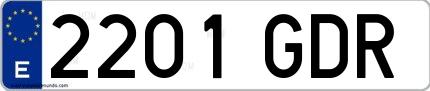 Ejemplo de matrícula española 2201 GDR
