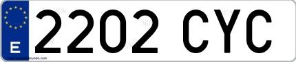 Ejemplo de matrícula española 2202 CYC
