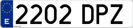 Ejemplo de matrícula española 2202 DPZ
