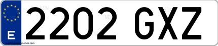 Ejemplo de matrícula española 2202 GXZ