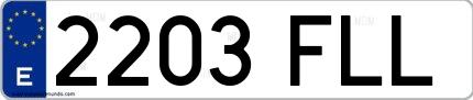Ejemplo de matrícula española 2203 FLL