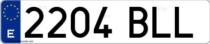 Ejemplo de matrícula española 2204 BLL