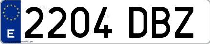 Ejemplo de matrícula española 2204 DBZ