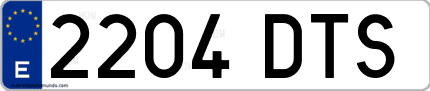 Ejemplo de matrícula de coche ordinaria 2204 DTS